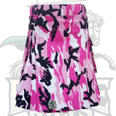 Pink Camouflage Kilt – Handmade Tactical Utility Kilt for Men